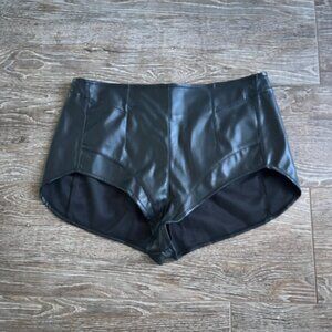 NWT We the Free Black faux leather micro shorts size XL